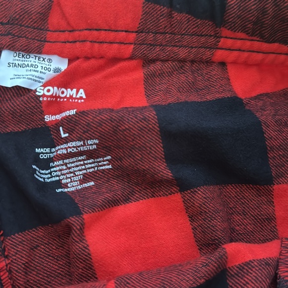 NWT Sonoma Men’s Red/Black The Flannel Sleep Pajamas Pant Sz L - Picture 5 of 8